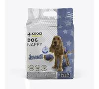 Croci Dog Nappy Jeans - Couches pour Chiens, Culottes pour Chiennes Règles et Pipi, Anti-Odesur, Jetables, Paquet des 10 Pièces, Taille XL, 40-62 cm