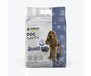 Croci Dog Nappy Jeans - Couches pour Chiens, Culottes pour Chiennes Règles et Pipi, Anti-Odesur, Jetables, Paquet des 10 Pièces, Taille XL, 40-62 cm