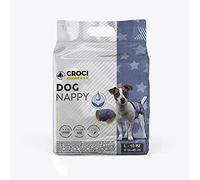 Croci Dog Nappy Jeans Lot de 10 Culottes absorbantes pour Chiens Femelles Taille L - Ø 34 - 48 cm - Couche hygiénique Cycle et Pipi Chien - Anti-odeurs jetables - Fermeture adhésive réglable