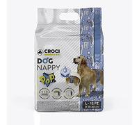 Croci Dog Nappy Pop - enveloppe Absorbante pour Chiens Mâles, Taille L - 50-60 cm, Culotte Hygiénique pour Pipi des Chien, Fermeture Adhésive Réglable, 12 Pièces