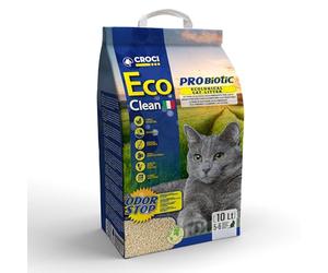 Croci Eco Clean Litter Probiotic 10 L - Litière agglomérante pour Chat avec probiotiques, se Jette dans Les Toilettes, Végétale, à Base de Orge, Sable Anti-Odeur Longue durée