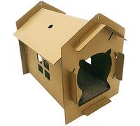 Croci - Griffoir en Carton pour Chats, Boîte Fermée avec Griffoir Réversible à 2 Couches, Griffoir pour Chats Adultes, Style Maison, 42 x 35 x 50 cm