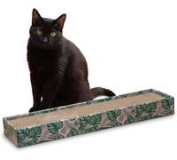 Croci Leaves - Arbre à Chat en Carton pour Chat Adulte, Rectangle avec 2 Couches Réversibles, Pieds Antidérapants, Sachet d'herbe à Chat Inclus, 48 x 12,5 x 5 cm
