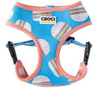 Croci Harnais pour Chien Doux et réglable avec Tissu Respirant | Harnais avec Crochet en métal Durable et Boucle réglable | Foodie Fantaisie | Circonférence : 35-45 CM