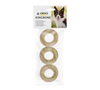 Croci King Bone - Natural Ring, Snack récompense à mâcher pour Chiens en Peau de Vache, bâton Dentaire pour Nettoyer Les Dents, 7 cm - 3 pcs