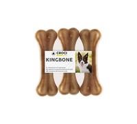 Croci King Bone - Os pour chiens, collation récompense à mâcher pour chiens en peau de vache naturelle, bâton dentaire pour nettoyer les dents, 10 cm - 3 pcs