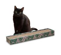 Croci Leaves - Arbre à Chat en Carton pour Chat Adulte, Rectangle avec 2 Couches Réversibles, Pieds Antidérapants, Sachet d'herbe à Chat Inclus, 48 x 12,5 x 5 cm