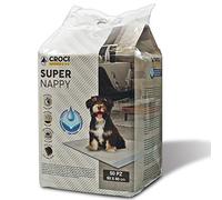 Croci Super Nappy - Tapis Hygiénique pour Chiens 60 x 60 cm, 50 Pièces - Alèses pour Chiens et Animaux des Compagnie, pour Chien et Chat Pee Ultra Absorbant Jetable, Anti-Déchirure et Anti-Odesur