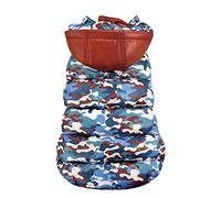 Croci Veste imperméable pour Chiens avec Capuche Polar Camouflage, Taille du Dos 50 cm, rembourrée et Double Face, réglable avec élastique et Trou pour Laisse et Harnais, Couleur Camouflage et Rouge