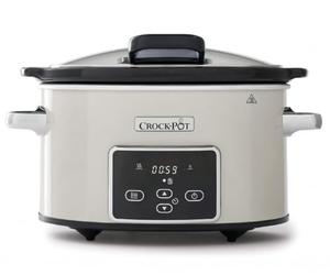 Crockpot mijoteuse électrique programmable avec couvercle à charnière et affichage numérique | 3,5 L (3-4 personnes) | Fonction maintien au chaud | Coloris beige et chrome [CSC060X]