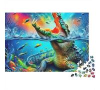 Crocodile 1000 Piece Chromatique Autre Royaume Puzzle - Plaisir en Groupe Apaisant, Art De Décoration Maison & Casse-tête (Défi Familial)