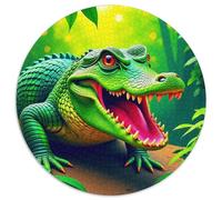 Crocodile 1000 Pièces Crocodile Puzzle Circulaire Détente & Relaxation De l'art De La Décoration Moderne Adultes Enfants 1000pcs (67.5x67.5cm)