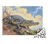Crocodile 1000 Pièces Puzzles pour Adultes,Rive sous tempête de Pluie Un Jeu De Dexérité Très Difficile Puzzle Jeu D'intelligence l'art De La Décoration Moderne 1000pcs (75x50cm)