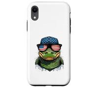 Crocodile & Alligator - Casquette Drapeau Américain et Lunettes Coque pour iPhone XR