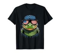 Crocodile & Alligator - Casquette Drapeau Américain et Lunettes T-Shirt