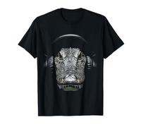 Crocodile Animal Motif Musique Casque Art Crocodile T-Shirt
