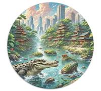 Crocodile caché dans Les mangroves 1000 Pièces Jigsaw Puzzles Art Puzzle Circulaire pour Enfants Décompression Jeu D'Intelligence De l'art De La DécoRat ION Moderne 1000pcs (67.5x67.5cm)