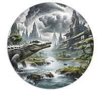 Crocodile caché dans Les mangroves 1000 Pièces Jigsaw Puzzles Art Puzzle Rond pour Adultes Et Enfants Décompression Jeu D'Intelligence De l'art De La DécoRat ION Moderne 1000pcs (67.5x67.5