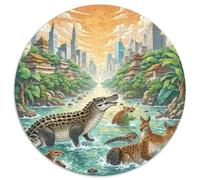 Crocodile caché dans Les mangroves 1000 Pièces Jigsaw Puzzles Art Puzzle Rond pour Enfants Encastrement Parfait Jeu D'Intelligence De l'art De La DécoRat ION Moderne 1000pcs (67.5x67.5cm)