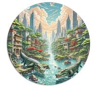 Crocodile caché dans Les mangroves 1000 Pièces Puzzle Art Circulaire pour Adultes Et Enfants Décompression Jeu D'Intelligence De l'art De La DécoRat ION Moderne 1000pcs (67.5x67.5cm)