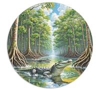 Crocodile caché dans Les mangroves 1000 Pièces Puzzle Art Puzzles Ronds pour Enfants Décompression Jeu D'Intelligence De l'art De La DécoRat ION Moderne 1000pcs (67.5x67.5cm)
