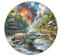 Crocodile caché dans Les mangroves 1000 Pièces Puzzles Classiques Art Puzzles Ronds pour Adultes Et Enfants Décompression Jeu D'Intelligence De l'art De La DécoRat ION Moderne 1000pcs (67.
