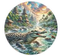 Crocodile caché dans Les mangroves 1000 Pièces Puzzles Classiques Art Puzzles Ronds pour Enfants Encastrement Parfait Jeu D'Intelligence De l'art De La DécoRat ION Moderne 1000pcs (67.5x67