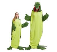 Crocodile Couverture Onesie Flanelle Crocodile Sac de Couchage Portable Crocodile Couverture À Capuche Unisexe One Piece Design Dessin Animé Costume Doux Crocodile Costume Onesie (Crocodile-Green,M)
