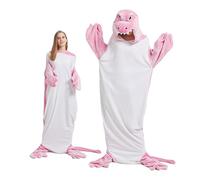 Crocodile Couverture Onesie Flanelle Crocodile Sac de Couchage Portable Crocodile Couverture À Capuche Unisexe One Piece Design Dessin Animé Costume Doux Crocodile Costume Onesie (Crocodile-Pink,L)