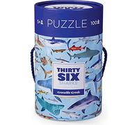 Crocodile Creek 4054-8 Shark Piece Puzzle in Canister Jigsaw FloorPuzzle, 14" x