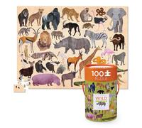 Crocodile Creek - Puzzle 36 Animaux 100 pièces Animaux de la Savane pour Enfants 5 Ans et Plus - Jeu éducatif Safari - Illustrations Lion, éléphant, Girafe et zèbre - Apprentissage Nature
