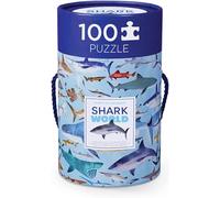 Crocodile Creek - Puzzle 36 Animaux 100 pièces Requins pour Enfants 5 Ans et Plus - Jeu éducatif Marin - Illustrations réalistes de Requins Blancs, marteaux, Baleines - Apprentissage océan