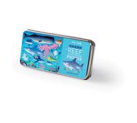 Crocodile Creek - Puzzle Boîte Métal Le Récif des Requins 50 pièces pour Enfants 6 Ans et Plus - Jeu éducatif océanique avec Requins, coraux et Poissons tropicaux - Boîte métal résistante