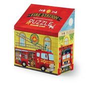 Crocodile Creek - Puzzle Maison 24 pièces La Station des Pompiers pour Enfants 3 Ans et Plus - Jeu éducatif héroïque avec camions et caserne - Activité créative et ludique en Famille