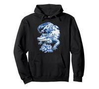 Crocodile Floral Vintage avec Fleurs Delft Art Chinoiserie Sweat à Capuche