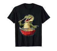Crocodile Mangeant des Nouilles Ramen Nouilles japonaises Art Animal T-Shirt