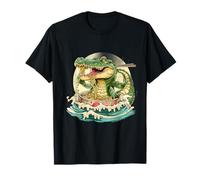 Crocodile Mangeant des Nouilles Ramen Nouilles japonaises Art Animal T-Shirt