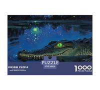 Crocodile Puzzle 1000 Pièces Cadeau Unique Jeu Éduchatif Challenge Toy À De Qualité Supérieure Peinture Art pour Adultes Et Enfants 38x26cm/1000pcs