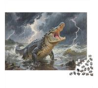 Crocodile Puzzles 1000 Pièces Adulte Puzzle en Bois Défi Jouets Marais Animaux Jeu Éducatif De l'art De La Décoration 1000pcs (75x50cm)
