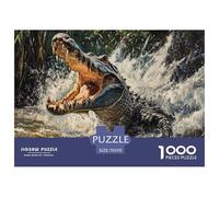 Crocodile Puzzles 1000 Pièces Cadeau Unique Animaux Jeu Éduchatif Défi Jouet À De Qualité Supérieure Peinture Art pour Adultes Et Enfants À Partir De 12 Ans 70x50cm/1000pcs