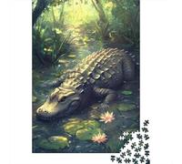 Crocodile Puzzles 1000 Pièces Cadeau Unique Jeu ÉduChatif Défi Jouet À De Qualité Supérieure Peinture Art pour Adultes Et Enfants À Partir De 12 Ans 1000pcs (75x50cm)