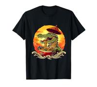 Crocodile Ramen Coucher de Soleil Alligator Mangeant Ramen Animal Art T-Shirt