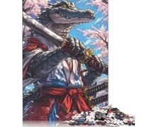 Crocodile Samurai Animal Puzzles 1000 Pieces Cadeau Unique Jeu Éducatif Challenge Toy À De Qualité Supérieure Peinture Art pour Adultes Et Enfants À Partir De 14 Ans 1000pcs (75x50cm)