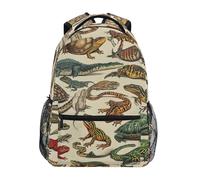 Crocodiles, Tortues, Lézards, Serpents Et Grenouilles Vintage Sac À Dos Confort Sacs A Dos Loisir Sacs D'École Pour Déplacements Quotidienne Pc 29X40Cm