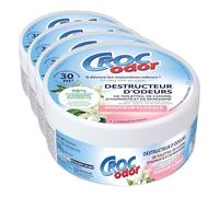 CROC'ODOR - Destructeur d'Odeurs - Parfum douceur florale - Efficace jusqu'à 8 semaine - Jusqu'à 30m² - Facile à utiliser - Spécial odeur de toilettes, de cuisine, d'humidité et de renfermé (Lot de 4)