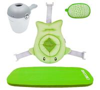 CROCOKID® Accessoires Baignoire Bébé - Coussin de Bain Bebe Universel avec Rince Tete Bébé | Kit Bain Bebe Complet 5 Accessoires, Compatible Baignoire Bebe Pliable - Vert