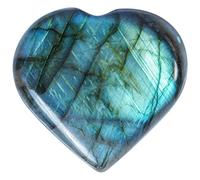 Crocon 50mm Labradorite Coeur Pierre Grand Coeur Forme Puff Pierres Ensemble 450+ Carats Poche Cristal Guérison Tumble Collection Palm Worry Pierre Chance Charme Méditation Cadeau Décor À La Maison
