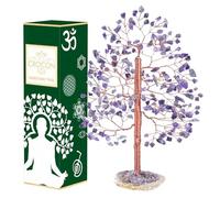 Crocon Arbre de Vie en Cristal d'améthyste, Base de Tranche d'agate géode, décorations en Cristal, Arbre Feng Shui, Arbre à Argent, Arbre Artificiel, Cadeaux spirituels, Cristal de guérison