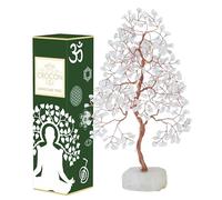 Crocon Arbre de Vie en Cristal de Quartz Clair, Arbre à Pierres précieuses, Base en Quartz Naturel, bonsaï Arbre à Argent, Arbre Feng Shui, Arbre à Pierre, Cristal de guérison, Cadeau Spirituel