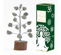 Crocon Arbre en Cristal de Pyrite Doré 15 Perles Pierres de Guérison Arbre Porte-Bonheur Pierres Précieuses Naturelles pour Décoration de Maison Bureau Feng Shui d'anniversaire pour Femme 18-20cm